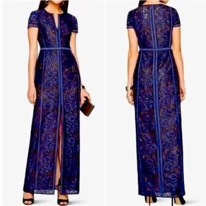 BCBGMAXAZRIA Cailean Floral Lace Gown Blue Dress size 2